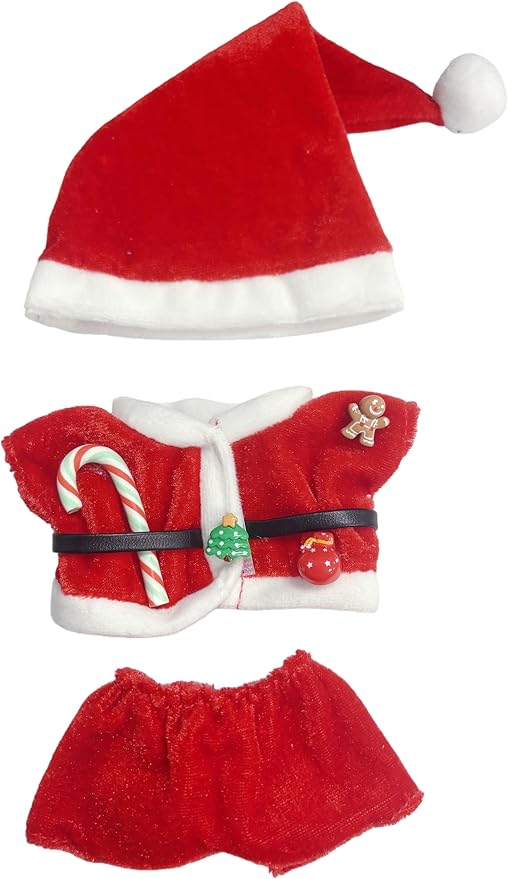 Clothes Set for 17cm Dolls, Christmas Designer Clothes Outfits for Plush Dolls 7 Inch, Xmas Doll Clothing Accessories