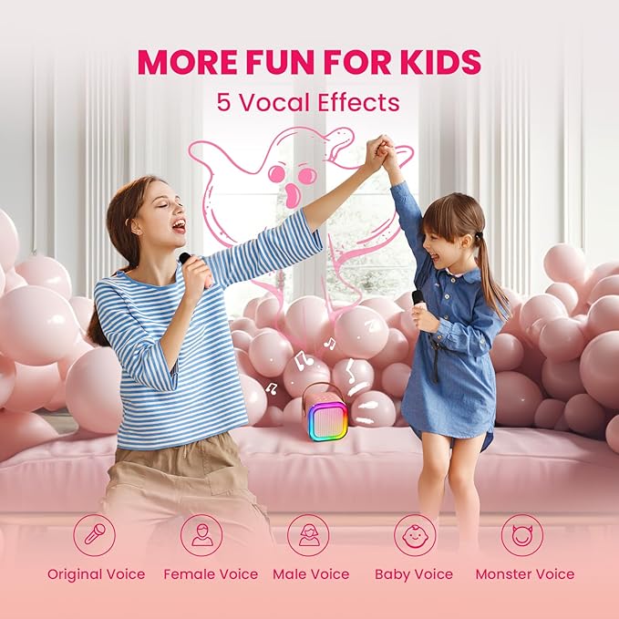 Karaoke Machine for Kids, 2026 TOP Toys Birthday Gifts Ideas for Girls Ages 4, 5, 6, 7, 8, 9, 10, 12+ Years Old, Portable Mini MP3 Player with 2 Wireless Mics for Party