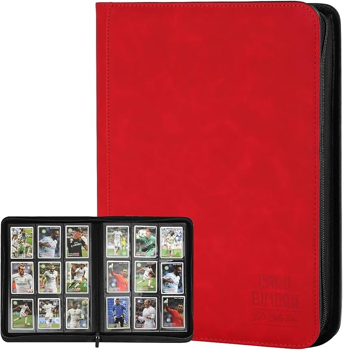 Trading Card Binder, Premium 9 Pocket Double Sided 540 Pocket PU Card Collection Binder, Collectible Trading Card Albums for MTG, TCG, Sport Card, Game Cards (Red)