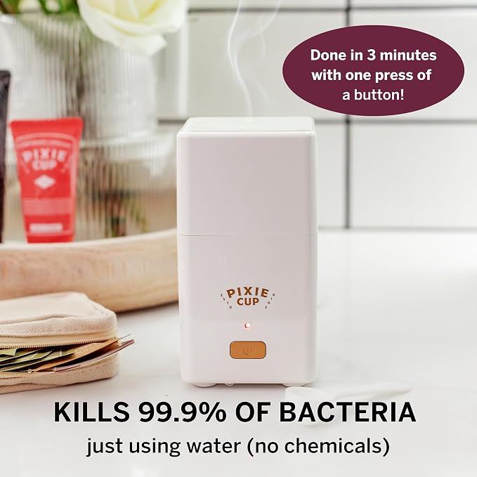 Menstrual Discs with Sterilizer - Ranked 1 for Most Comfortable Soft Reusable Period Disc - Kills 99.9% of Germs with Cleaner Steamer - Wash Your Disc in 3 Minutes! - Compact Sanitizer Kit