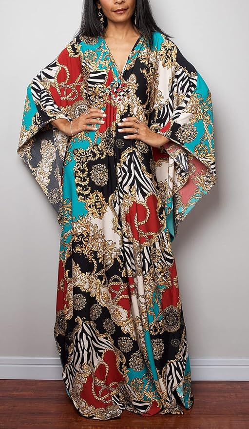 Venasha Womens Caftan Floral Print Kaftan Dress Short Sleeve Swimsuit Cover up Loungewear for Summer