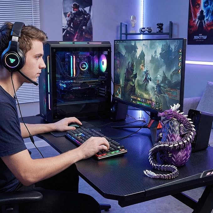3D Printed Dragon Eggs, Glow in The Dark Fidget Toys for Kids & Adults, for Home Office Desk Decor (Purple Dragon God, Pcs, 1)