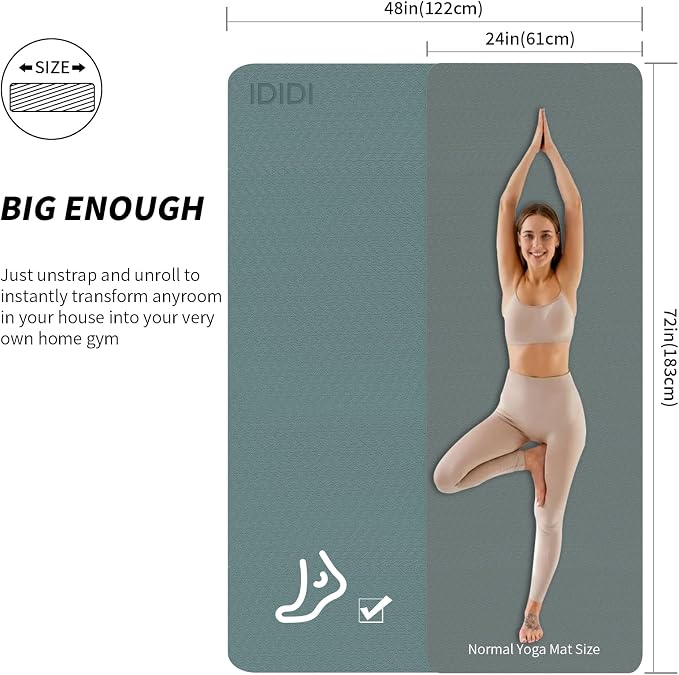 Large Yoga Mat (6'x 4')-POE 0.28''/0.32''/0.4'' Thick Fitness Mat, Eco-Friendly Exercise Mat for Home Workouts, Ideal for Yoga and Pilates