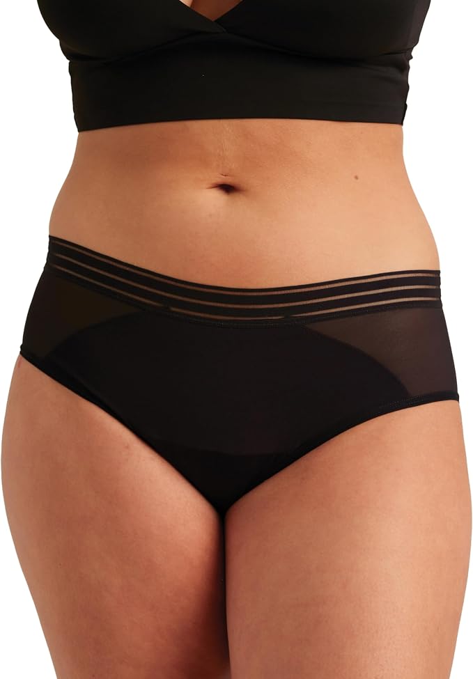 saalt Mesh Hipster Period Underwear | Mid-Rise Leak Proof Underwear for Women, Soft Breathable Fabric