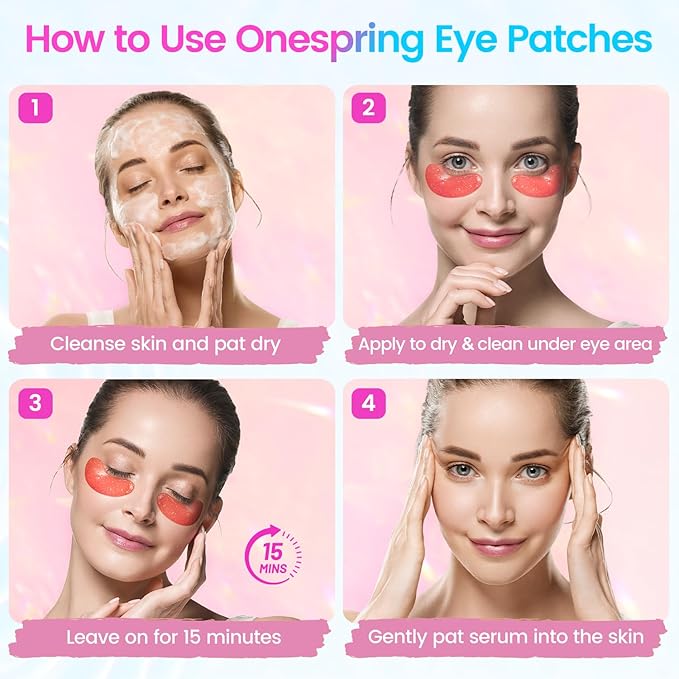 Under Eye Patches (24 Pairs) - Eye Masks for Wrinkles, Puffy Eyes, Dark Circles, Eye Bags, Under Eye Mask for Refreshing, Revitalizing, Mothers Day Gifts for Mom, Birthday Gift for Teenage Girls