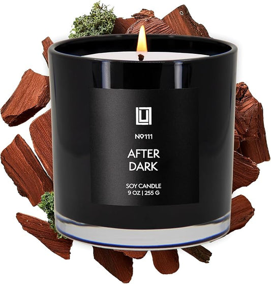Lulu Candles | After Dark - Teak & Mahogany | Luxury Scented Soy Jar Candle | Hand Poured in The USA | Highly Scented Candles for Home Fragrance & Decor (9 Oz.)