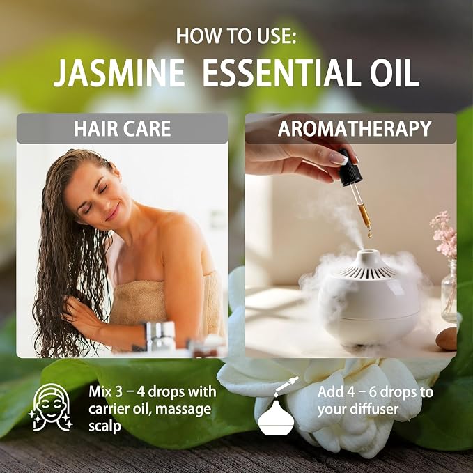 Jasmine Essential Oil - Jasmine Oil for Diffuser, 4 Fl Oz(120ml) | Candle Making, Soap Making, aroma, Strong Scent, Pure, Natural, Home Fragrance, Massage