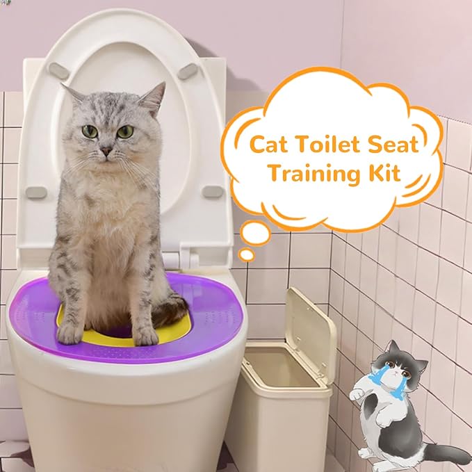 Cat Potty Toilet Training Kit, Removable Cat Toilet Seat Training Kit, Portable Safe Urinal Pottys with Slip Proof Edges, Reusable Urinal Potty, for Kitten Pet RV House Travel Home