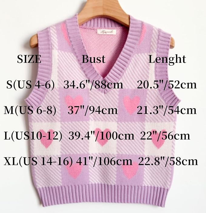 Women's Sweater Vest,Y2K Sleeveless Pattern Preppy Style Knitted Crop Tank Top for Girl