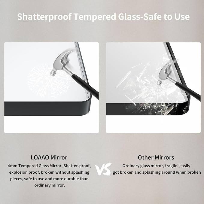 LOAAO 72X40 Inch Black Metal Framed Bathroom Mirror | Matte Black Bathroom Vanity Mirror, Rounded Rectangle, Anti-Rust, Tempered Glass, Hangs Horizontally or Vertically