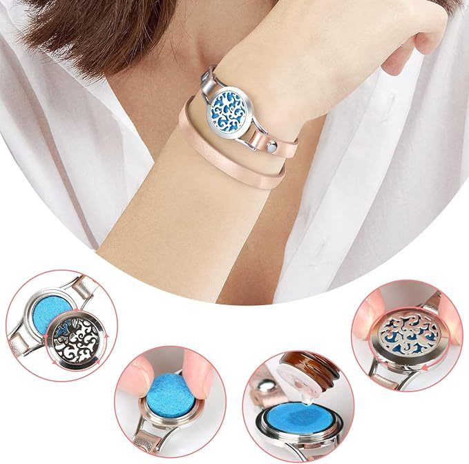 SOMORA Unique Gifts for Women - Valentine's Day Birthday Gifts for Women, Mom, Best Friend, Sister, Wife, Mothers Day Mom Gift, Aromatherapy Essential Oil Diffuser Bracelet Gift Set, Silver