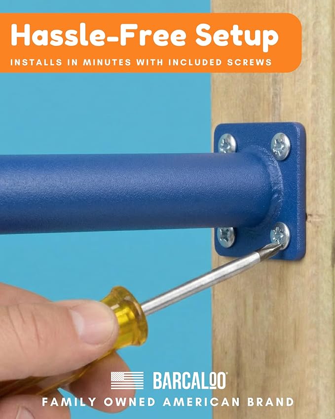 Barcaloo 30 Inch Monkey Bars for Backyard Playground Equipment & Treehouse Accessories - 6 Pack Blue Outdoor Monkey Bar Kit DIY Playground Handles for Kids Swing Set