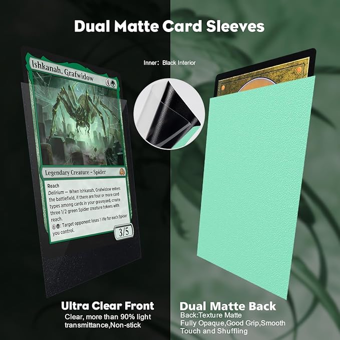 Eucalyptus Green Dual Matte Card Sleeves, Katomula Card Sleeves for MTG, Standard Card Sleeve for MTG, PKM, Flesh & Blood