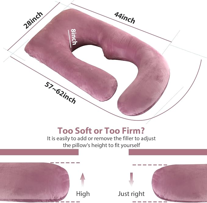 Victostar Pregnancy Pillow,57 inches U Shaped Maternity Pillow with Removable Cover Full Body Pillow Support for Back, HIPS, Legs, Belly (Cameo)