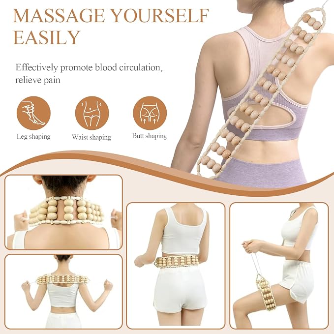 3Pcs Wood Therapy Massage Tools Lymphatic Drainage Massager Wooden Massager Body Sculpting Tools for Maderoterapia,Anti-Cellulite,Pain Relief(3-in-1 Massager)