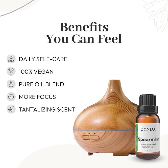 Spearmint Oil 100% Pure & Natural – Premium Spearmint Essential Oil for Face, Hair & Body Care – Organic, Lab Tested, Therapeutic Grade Aromatherapy Extract – 10ml