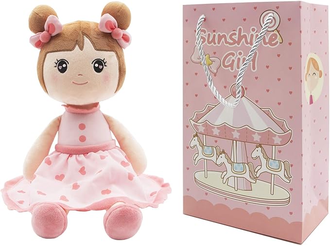 Maxshop 17'' Plush Dolls Baby Girl Toy Gifts Stuffed Doll Super Soft Plush Toy Pink with Gift Box (Pink Doll)
