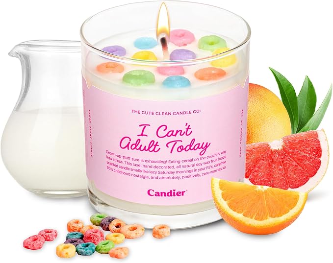 Can’t Adult Cereal Scented Candle, Natural Soy w/Fruit Loops & Cereal Milk Notes, Aromatherapy Candle for Relaxation, Unique Candles Gifts for Women, 60-Hour Burn Time - Candier by Ryan Porter