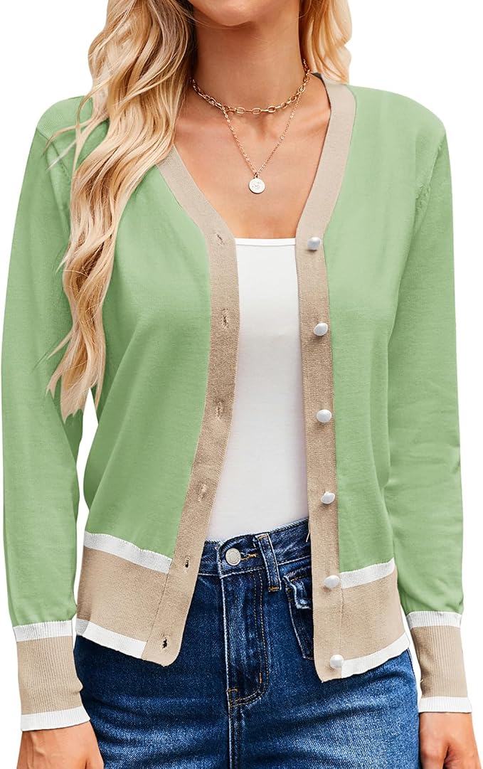 GRACE KARIN Cardigan Sweaters for Women Lightweight Long Sleeve Cropped Cardigan Summer Fall Fashion Clothing Outfits Shrug