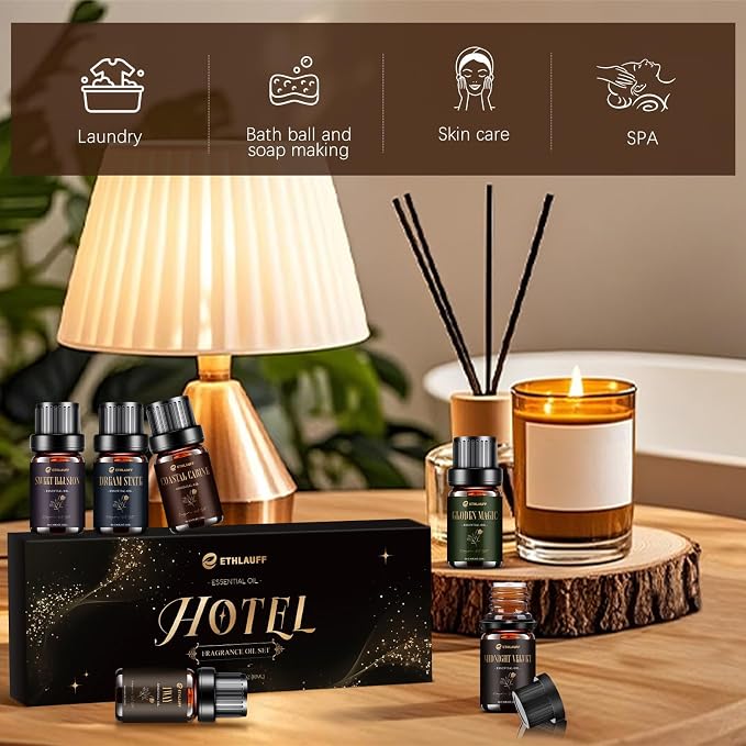 Hotel Collection Diffuser Oil, My Way, Dream State, Coastal Cabine, Inspired by The Most Popular 5-Star Hotel Scents, Fragrance Oil Set 6 * 10 ml