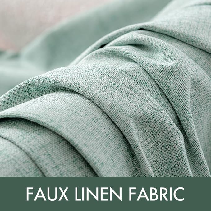 MIULEE Linen Texture Curtains for Bedroom Solid 100% Blackout Thermal Insulated Seafoam Green Curtains Grommet Room Darkening Drapes for Living Room 52x63 Inch (2 Panels)