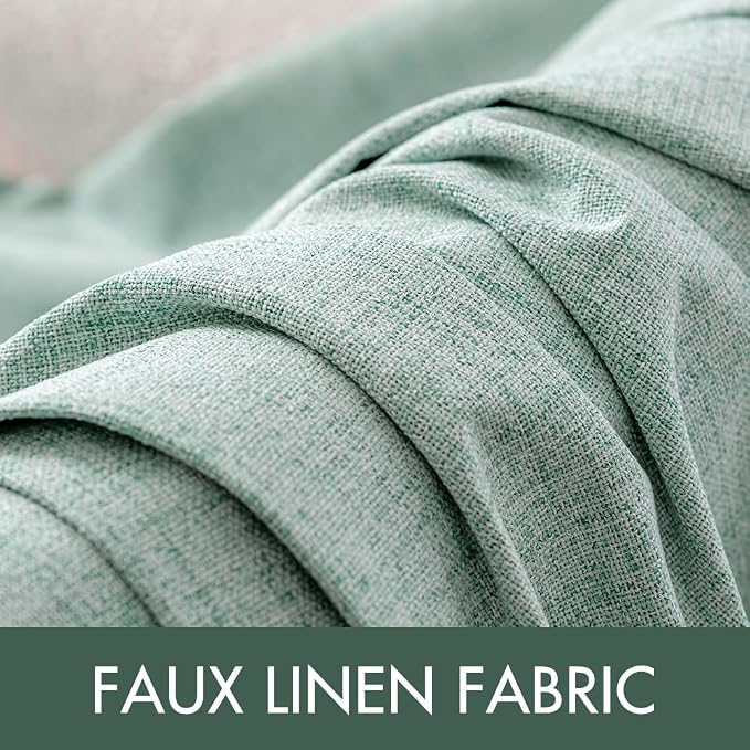 MIULEE Linen Blackout Curtains and Drapes 100% Room Darken Thermal Insulated Grommet Window Panels with Coating 2 PCs W 42 x L 84 inches Seafoam Green