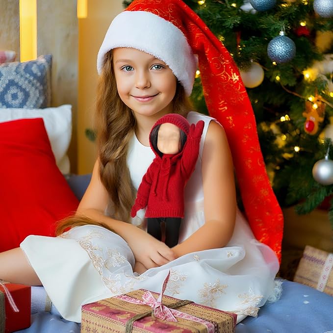 6 Pcs Christmas 18 Inch Doll Clothes and Accessories Winter Outfits Set Sweaters Trousers Hats Shoes for 18 Inch Doll Gift(Light Red,Smart Style)