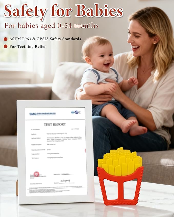 Chuya French Fry Teether Baby Toys 0-6 6-12 12-18 Months,French Fries Shape Teething Toy Baby Teething Relief Infant Toys Sensory Toys for Babies Soothes Sore Gums Boys Girls Gift Easy-Grasp