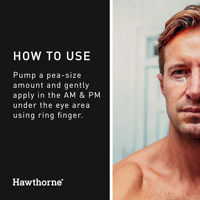 Hawthorne Men’s Brightening Eye Cream for Dark Circles. Under Eye Treatment for Men. Reduce Puffiness, Eye Bags, and Wrinkles with Natural Caffeine, Cucumber, Peptides, and Vitamin C. 0.3 Ounce