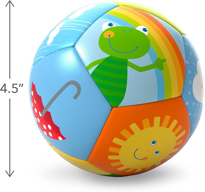 HABA Soft Baby Ball Tummy Time & Sensory Play - 4.5" Infant Play Ball Ideal for Crawling, for Babies 6 Months & Up