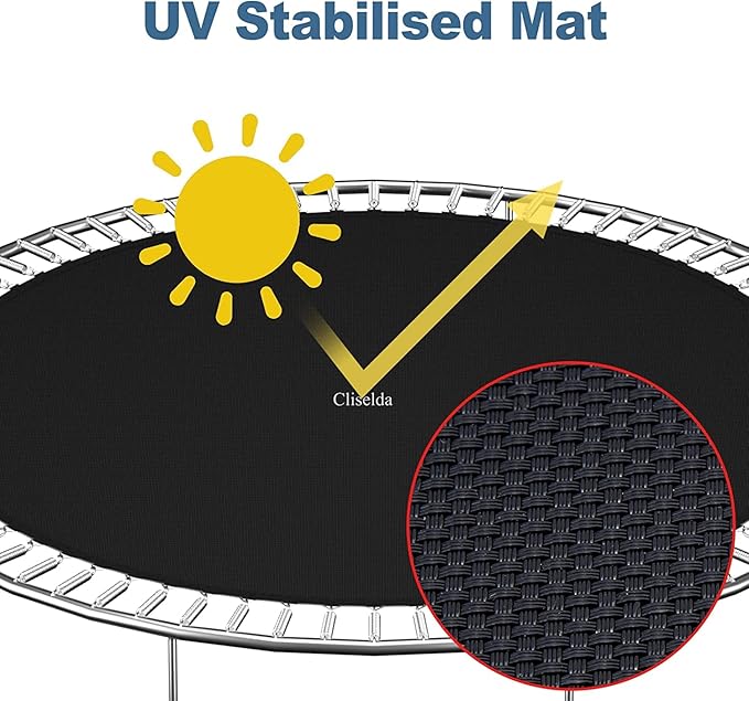 Cliselda Trampoline Replacement Mat, Fits 12 ft 14 ft 15 ftRound Trampoline Frame with 72/88/96 V-Rings and Spring Tool, Fits 5.5-7" Springs, Jumping Mat (Excluding Frame and Spring)