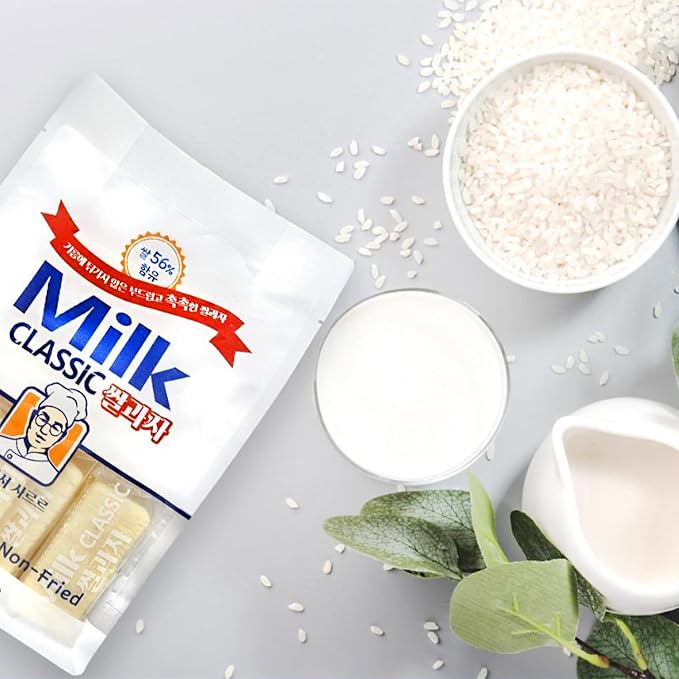 Milk Classic Korean Rice Snack 2-Pack – milk, Banana, Cheese, Egg & Melon Flavors, Crispy and Sweet Delicious Korean Treat (Milk)