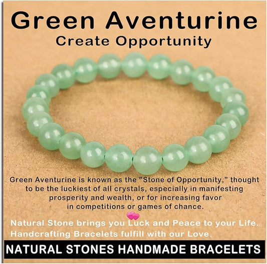 AD Beads Handmade Gemstone Stretch Elastic Bracelet Crystal Healing Reiki Nature's Beauty and Spiritual Essence Unisex