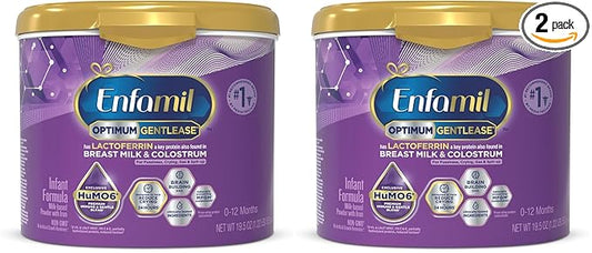 Enfamil Optimum Gentlease Baby Formula, Our Closest Formula to Breast Milk For Fussiness, Crying, Gas & Spit-up, Immune-Supporting Lactoferrin also found in Breast Milk, 19.5 Oz (Pack of 2)