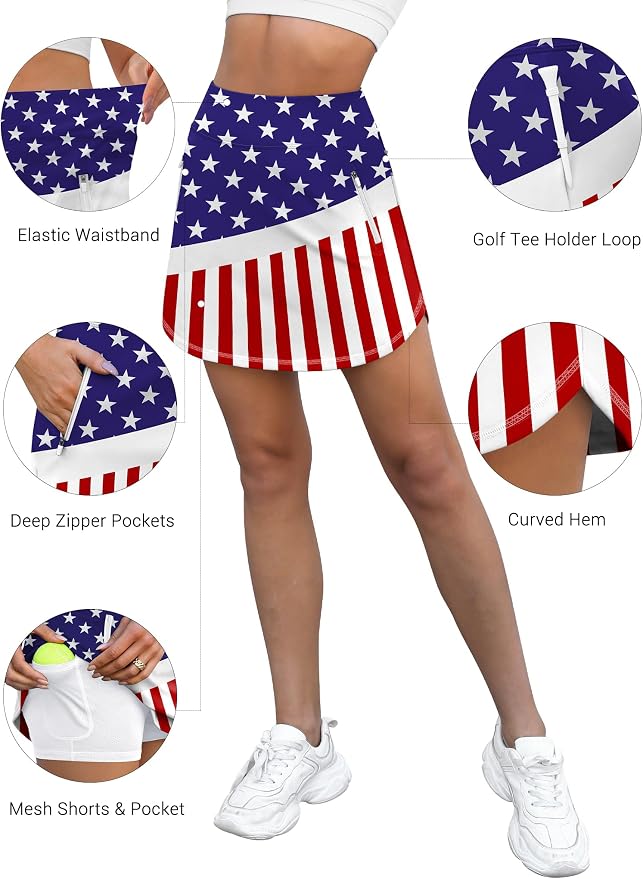 LouKeith Golf Skirts for Women Tennis Skirt with Zipper Pockets High Waisted Running Casual Athletic Skorts Built-in Shorts