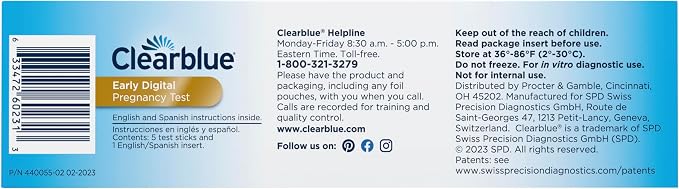 Clearblue Early Digital Pregnancy Test, Early Detection at Home Pregnancy Test, 5 Ct (Pack of 12)