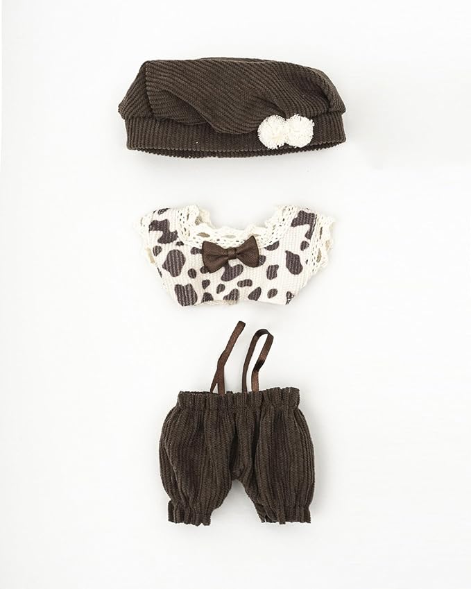 Clothes for 17cm Dolls(NO Doll) Outfit with Accessories Suit Cute Stylish Dress Up Set Corduroy Dress