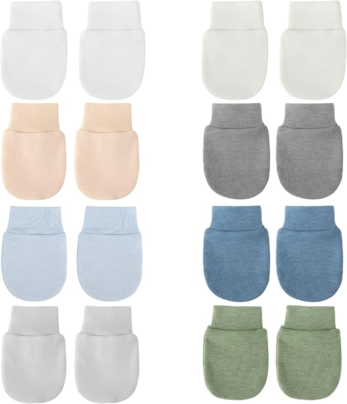BQUBO Newborn Infant Toddler Mittens No Scratch Cotton Elastic Wrist Gloves Hypoallergenic for 0-6 Months Baby Boys Girls