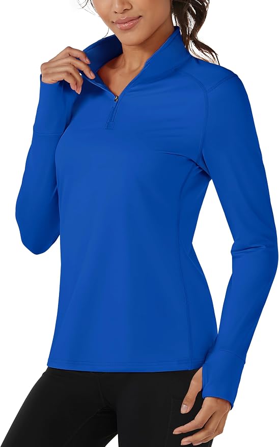 TACVASEN Women's Quarter Zip Sweatshirt Fleece Long Sleeve Workout Pullover | Lightweight Breathable Thermal Fabric,Mock Neck Design,Athletic Tops,Ideal for Gym Running Activities