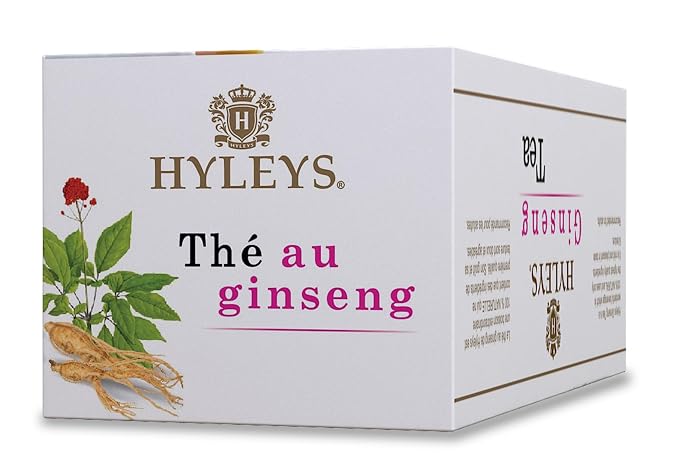 Hyleys Ginseng & Green Tea with Natural Guarana & Orange Flavor - Herbal Energy Tea - 25 Tea Bags