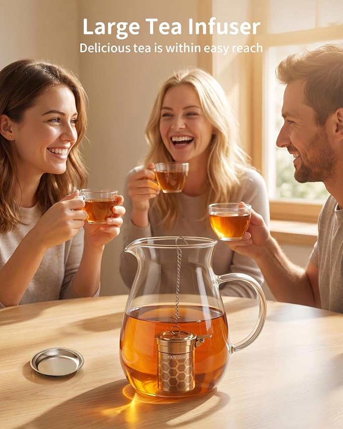 House Again Tea Infuser, 304 Stainless Steel Extra Fine Mesh Tea Strainer for Loose Tea, Upgraded Press-to-Open Lid, Loose Leaf Tea Steeper for Spices & Seasonings