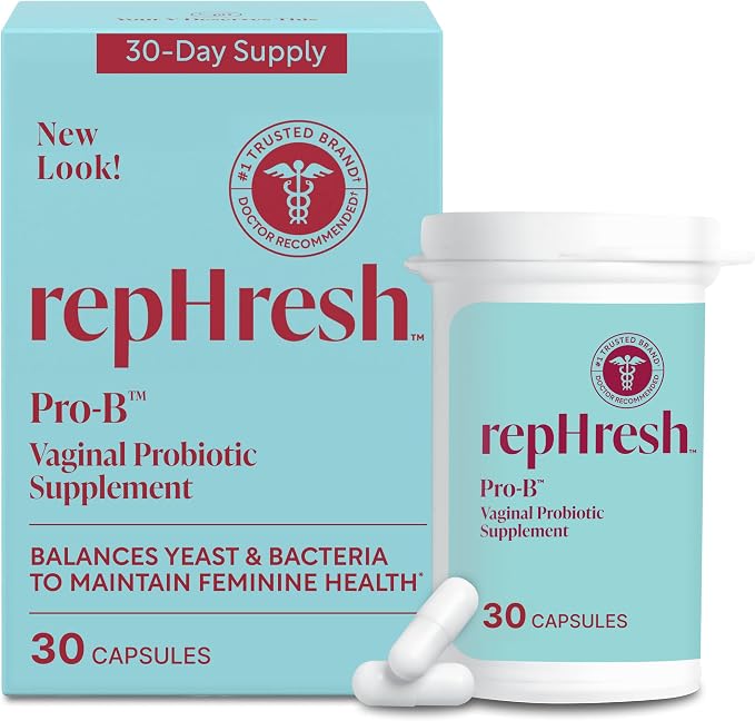 RepHresh Pro-B Vaginal Probiotic Supplement, pH Balance, Probiotics for Women, Balances Yeast and Bacteria to Maintain Feminine Health, Daily Oral Capsules, 30 Count | Probiotics for Women, Balances Yeast and Bacteria to Maintain Feminine Health, Daily...