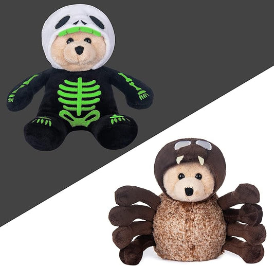 My OLi 9" Glow in The Dark Plush Toy Spider & Skeleton Stuffed Animal with Flip-Top Hat Cute Teddy Bear for Kids Babies & Toddlers