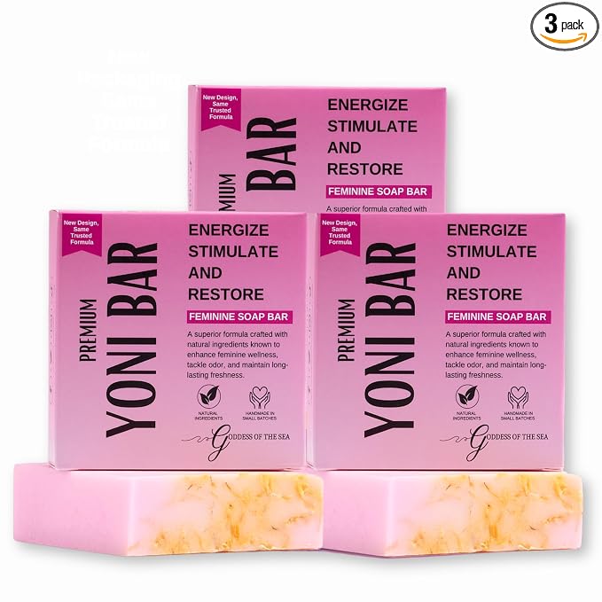 Premium Yoni 3 Bar Bundle - Natural Feminine Care Soap for pH Balance, Odor Control & Hydration | Organic Herbal Ingredients | Gentle yet Effective for Daily Intimate Hygiene | Handmade & Vegan