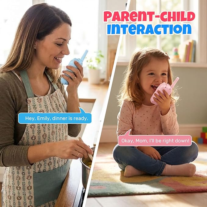 Video Walkie Talkies for Kids, 2 Pack Rechargeable, Long Range Voice & Video Communication, HD Camera, Fun Voice Effects, Ideal for Boys & Girls Ages 3-10, Indoor & Outdoor Play-Blue/Pink