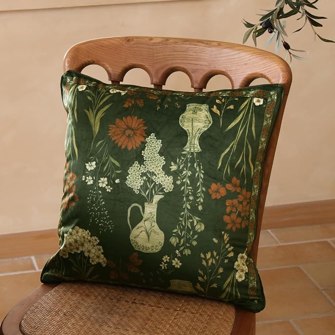 Designer Vintage Velvet Throw Pillow Cover,22"x22"-Nocturne | Pillow Cover,Concealed Zipper Design,Dragonfly Pattern,Sofas,Bedroom,Living Room,Lounge Chairs,All Season Home Decor