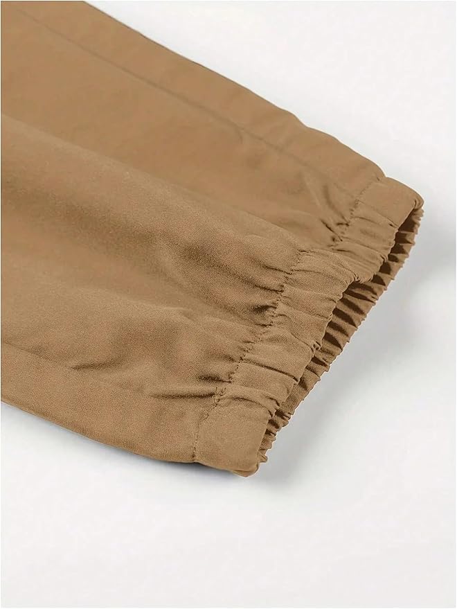 GORGLITTER Boy's Cargo Pants Casual 2 Piece Elastic Waist Hiking Going Out Khaki Pants Joggers with Pockets Clothes