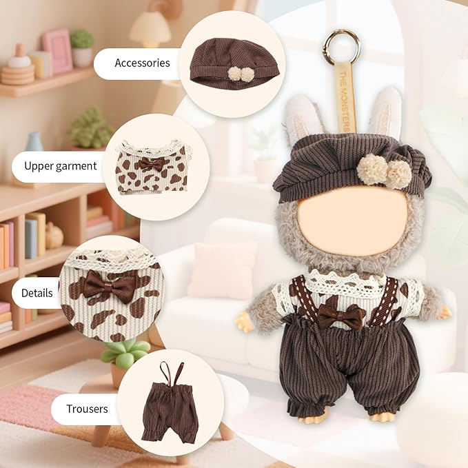 Coolcandy 17cm Doll Clothes for Doll, Fashionable Dolls Outfit with Accessories Suit, Stylish Adorable Dolls Clothes Set, Soft Fabric, Detailed Stitching(Doll Not Included)