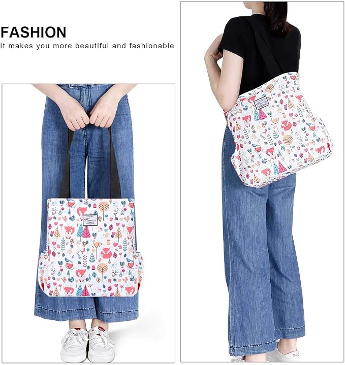 KAMO Floral Tote Bag - Waterproof Lightweight Handbags Travel Shoulder Bag for Hiking Yoga Gym Swimming Travel Beach