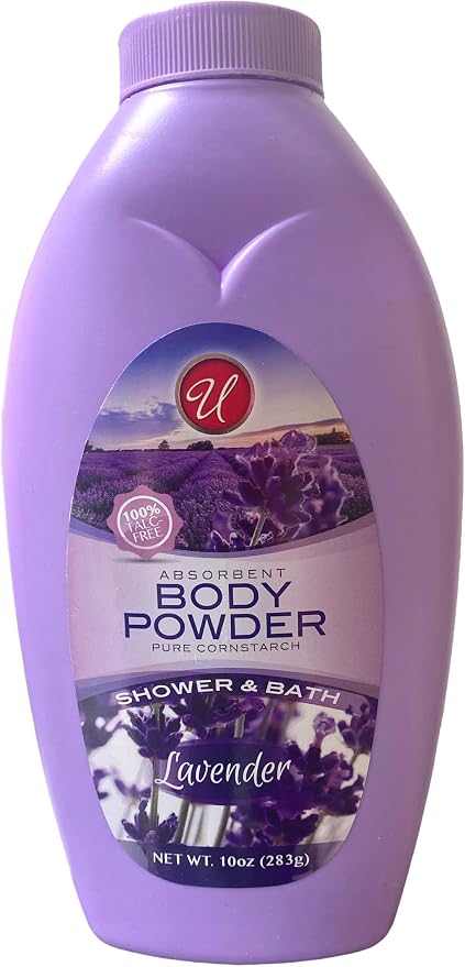 Absorbent Body Powder Pure Cornstarch Lavender Shower & Bath 10 oz. (2 Pack)